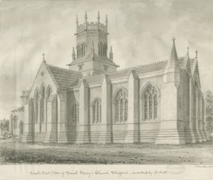 Stafford - Église Sainte-Marie : dessin sépia - John Buckler