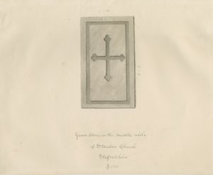 Église de Standon - Pierre tombale : dessin sépia