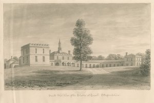 Tixall Hall - Écuries (dessin sépia, 1841) - John Buckler