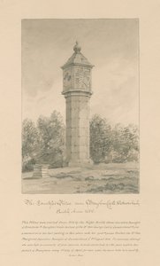 Westmorland - Château de Brougham - Pilier de la comtesse : dessin sépia, 1800