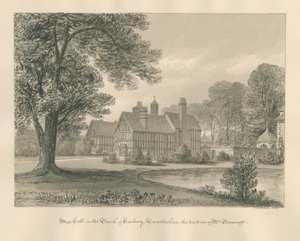 Worcestershire - Hanbury - Meer Hall : dessin sépia - John Buckler
