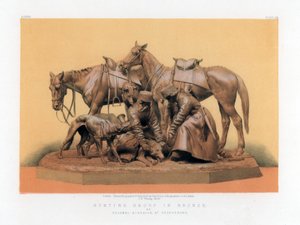 Groupe de chasse en bronze - John Burley Waring