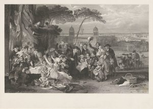 Groupe festif dans un parc célébrant la victoire de Trafalgar - John Burnet