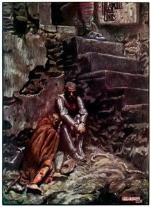 "Chrétien et Espoir dans le château du doute" de "Le Voyage du Pèlerin de ce monde à celui qui est à venir" par John Bunyan - John Byam Liston Shaw
