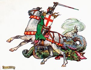 Saint Georges et le Dragon, illustration du livre pour enfants de la princesse Marie-José, publié 1916