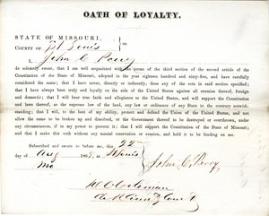 Serment de loyauté de John C. Perry du Missouri, Comté de St. Louis - John C. Perry