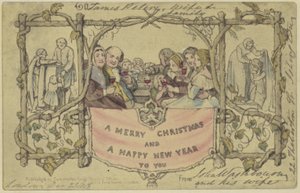 Reproduction fac-similé de la première carte de Noël