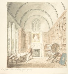 Château de Lea, vue dans la bibliothèque, regardant vers l