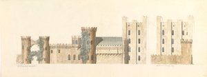 Aspects nord du château de Lea et aspect ouest de Wolverly, Cookly, Worcestershire, ca. 1816 - John Carter.