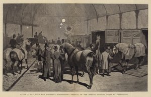 Après une journée avec les chiens de chasse de Sa Majesté, arrivée du train de chasse spécial à Paddington - John Charles Dollman