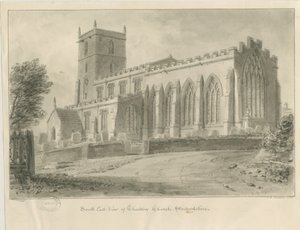 Église de Checkley : dessin sépia