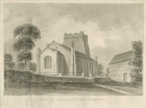 Église de Kingsley: dessin sépia, 1841 - John Chessell Buckler
