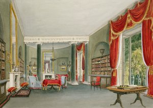 Bibliothèque et salon à Bromley Hill, Kent (Siège du Très Honorable Charles Long)