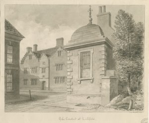 Lichfield - École des mineurs et Conduit : dessin à la sépia - John Chessell Buckler