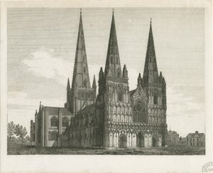 Cathédrale de Lichfield - Façade ouest : gravure, nd [début du 19e siècle]