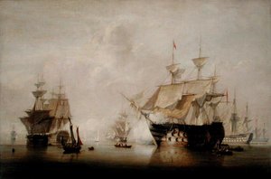 Navires de guerre séchant leurs voiles - John Christian Schetky