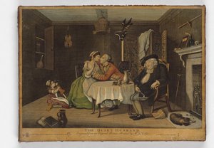 Le mari tranquille, gravure réalisée par John June, vers 1768 - John Collet