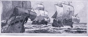 Le dernier voyage de Henry Hudson-1610. Abandonné par un équipage mutiné, Newnes Pictorial Knowledge publiée par Newnes, vers les années 1950 - John Collier