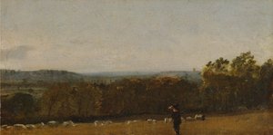 Un berger dans un paysage, regardant à travers Dedham Vale vers Langham - John Constable