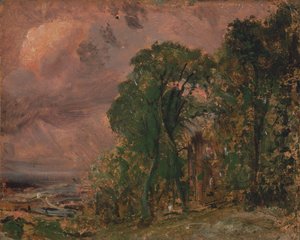 Vue à Hampstead par temps orageux, vers 1830