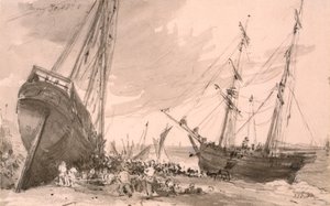 Scène côtière de Brighton avec deux navires au premier plan, 30 mai 1828 - John Constable