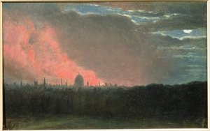 Incendie à Londres vu de Hampstead
