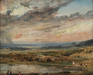 Hampstead Heath, avec étang et baigneurs - John Constable