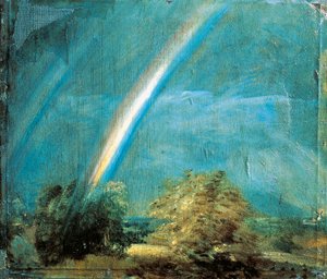Paysage avec un double arc-en-ciel
