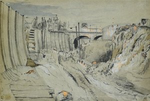 Construction du chemin de fer de Londres à Birmingham, vers 1835