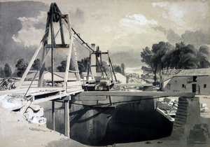 Grand puits de ventilation et équipement, tunnel de Kilsby, 15 juillet 1837 - John Cooke Bourne