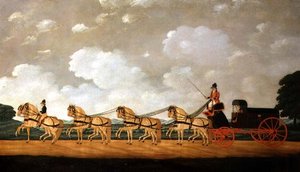 Le fourgon de Sa Majesté avec une équipe de huit rouans sur la route - John Cordrey