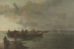 Une barge avec un soldat blessé - John Crome