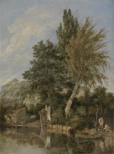 Scène de rivière avec des garçons se baignant, c.1817