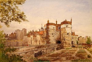 Vue de la Tour de Londres, montrant Byward Tower, Beauchamp Tower, Devereux Tower et St. Thomas Tower - John Crowther