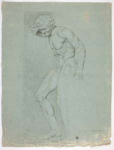 Statue antique de faune debout avec cymbales