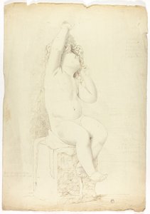 Ancienne statue de putto assis jouant avec un masque - John Downman