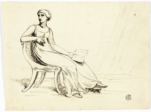 Femme assise sur une chaise romaine