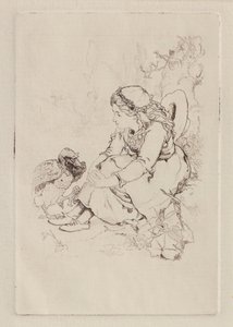 Fille assise et grand oiseau - John Duncan