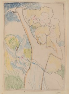 Sans titre [Figure féminine et colombes]