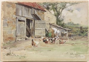 Nourrir les poules, 1909