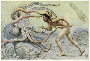 Il était très courageux et fort, et a combattu avec le grand poulpe de The Great Sea Horse, pub. 1909 - John Elliot