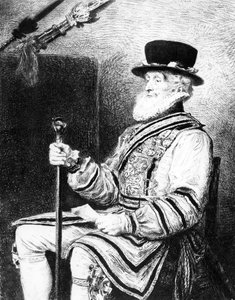 Le Yeoman de la Garde, gravure réalisée par Charles Waltner