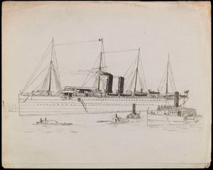 PAH1225 ; Navire à vapeur près d