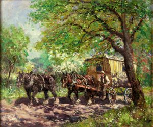Deux chevaux et une caravane