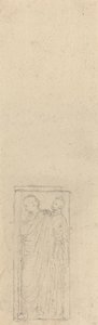 Relief avec deux figures en manteau