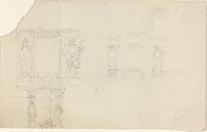 Structure avec figures en tenue asiatique (Illustration pour « Le Coffret » ?) - John Flaxman