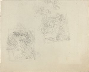 Études pour un monument avec des anges tendant la main vers une figure en prière [recto et verso]