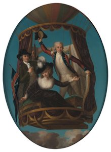Le capitaine Vincenzo Lunardi avec son assistant George Biggin, et Mme Letitia Anne Sage, dans un ballon - John Francis Rigaud