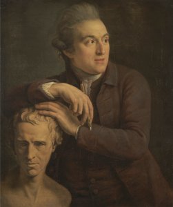 Joseph Nollekens avec son buste de Laurence Sterne