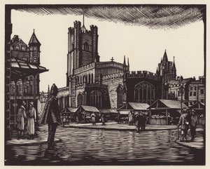 Cambridge : Le marché (gravure sur bois) - John Frederick Greenwood